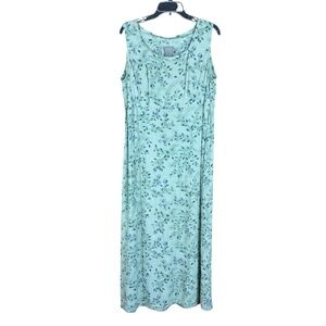 Vintage Rabbit Rabbit Rabbit Green Floral Empire Waist Maxi Dress Size 14W